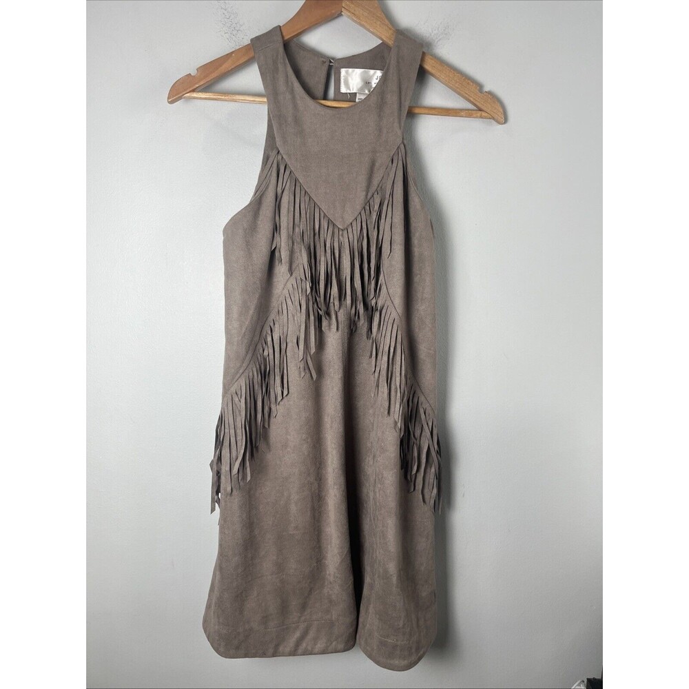 J.O.A. Los Angeles Dress  Woman's‎ Small Light  Brown Faux Suede Fringe Hippie